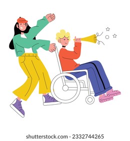 Sketchy illustration of disable friend