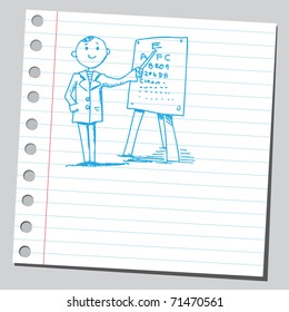 Sketchy illustration of an eye doctor