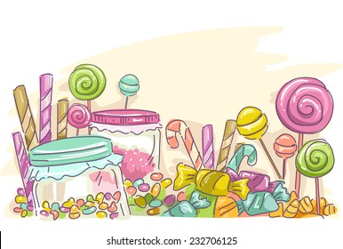 Sketchy Illustration Featuring Assorted Candies