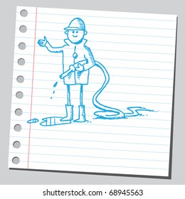 Sketchy illustration of a fireman