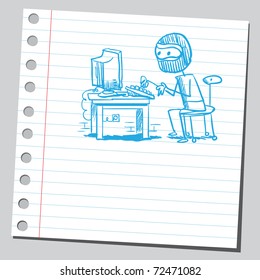 Skizzenhafte Illustration eines Hackers