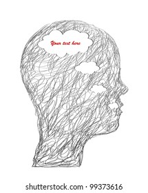 Sketchy illustration head. Vector
