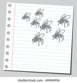 Sketchy illustration of a houseflies