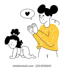 Eine skizzenhafte Abbildung des Spielens von Kindern 