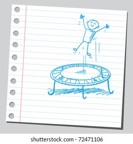 Sketchy illustration of a kid and trampoline