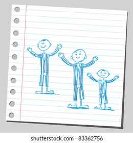 Sketchy  illustration of a kids in pajamas