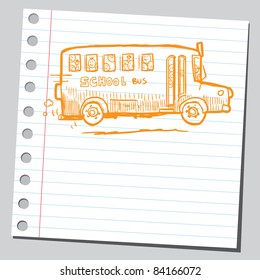 Sketchy illustration of a kids in school bus