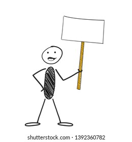 Sketchy illustration of a man holding an empty banner