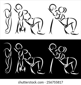Sketchy illustration of a man lifting a dumbell