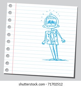 Sketchy illustration of a man with open mouth