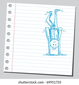 Ilustración esquemática de un hombre boca abajo pose