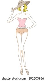 Sketchy Illustration of a Model Wearing Skimpy Clothes