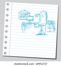 Sketchy illustration of an office