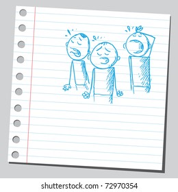 Sketchy illustration of a people crying