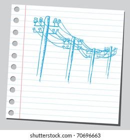 Sketchy illustration of a power lines