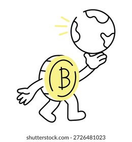 Uma ilustração esboçada representando criptomoeda