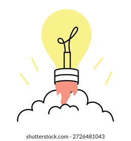 Una ilustración incompleta que representa el lanzamiento de la idea