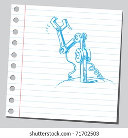 Sketchy illustration of a robot's hand