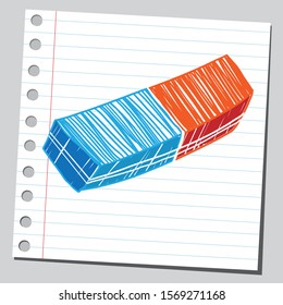 Sketchy illustration of a rubber eraser.