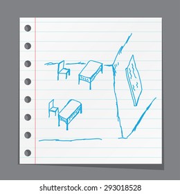 Sketchy illustration of a school desk
