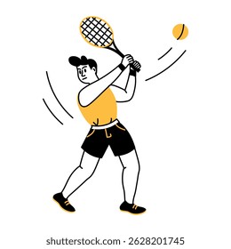A sketchy illustration showing tennis match 
