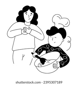 Ilustración esquemática de la cocina de los hijos 