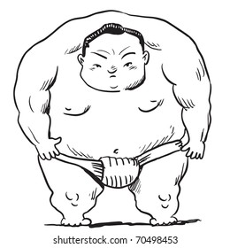 Sketchy illustration of a sumo wrestler