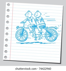 Sketchy Illustration Of A Tandem Bike