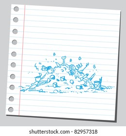 Dibujo esquemático de una basura