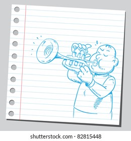 Sketchy illustration of a trumpet player