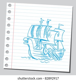 Sketchy illustration of a viking boat