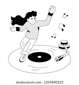 Sketchy illustration of vinyl music 