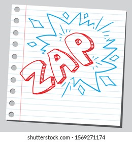 Skizzenhafte Illustration eines ZAP-Wortes ( Comic Style Illustration).