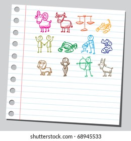 Sketchy illustration of a zodiac symbols