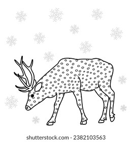 Sketchy image of a deer silhouette. Christmas decoration doodles
