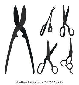 Sketchy image of scissors silhouette. Stationery, pocket, kitchen, manicure, surgery, hairdressers, tailor, garden, household