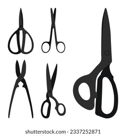 Sketchy image of scissors silhouette. Stationery, pocket, kitchen, manicure, surgery, hairdressers, tailor, garden, household