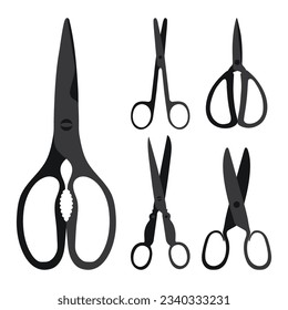 Sketchy image of scissors silhouette. Stationery, pocket, kitchen, manicure, surgery, hairdressers, tailor, garden, household