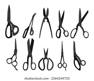 Sketchy image of scissors silhouette. Stationery, pocket, kitchen, manicure, surgery, hairdressers, tailor, garden, household