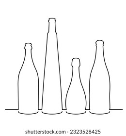 Sketchy image shape of a glass bottle silhouette. Alcohol, wine, whiskey, vodka, brandy, cognac, beer, kvass, champagne, liqueur