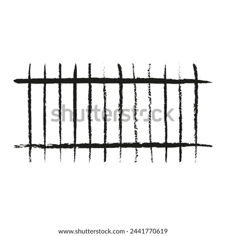 Sketchy jail bars doodle. Hand drawn imprisonment symbol. Black ink strokes. Vector illustration. EPS 10.