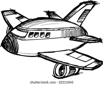 Sketchy Jumbo Jet Vector Illustration