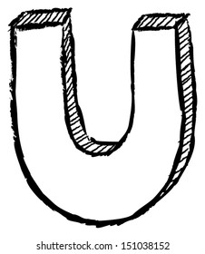 Sketchy letter U