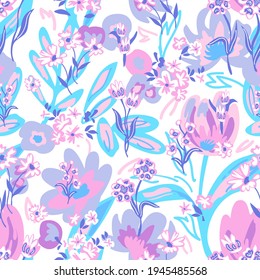 Sketchy liberty print on white background. Seamless vector pattern in repeat. Vintage print with small inflorescences. Retro textile design collection.