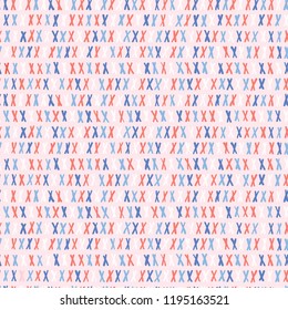 Sketchy Line Cross Seamless Vector Pattern. Drawn Stitches Marks Illustration for Summer Fashion Prints, Kawaii Gift Wrap, Trendy Packaging, Kid Cute Paper Goods or Retro Red 1950s Style Stationery