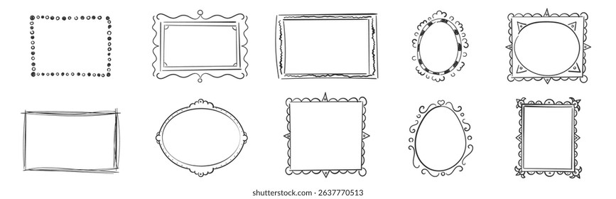 Sketchy line with ornate retro frame vector wedding picture decorative antique element child interior illustration shape square banner design book set