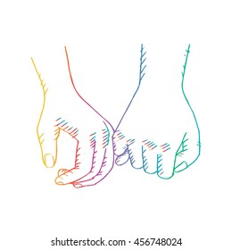  Sketchy lovers holding hands.