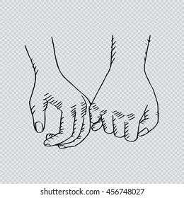  Sketchy lovers holding hands.