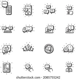 Sketchy mobile messages icons set - sketchy hand-drawn vector illustration. 
