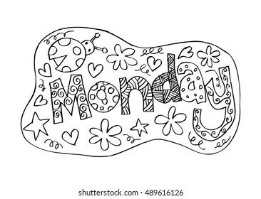 Sketchy Monday text, day of the week.